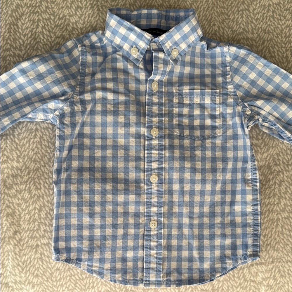 Janie and Jack 12 to 18 Months Blue Gingham Button-Down Shirt